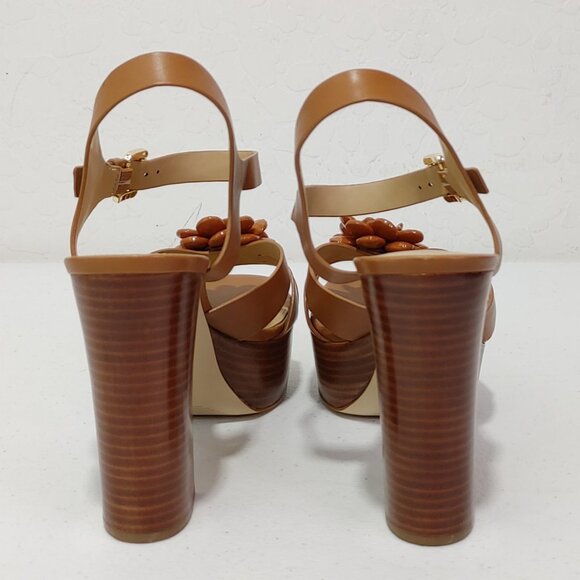 Michael Kors Dalia Platform Dress Leather Sandal Acorn Women's Size 9.5 NWOB - Picture 8 of 12